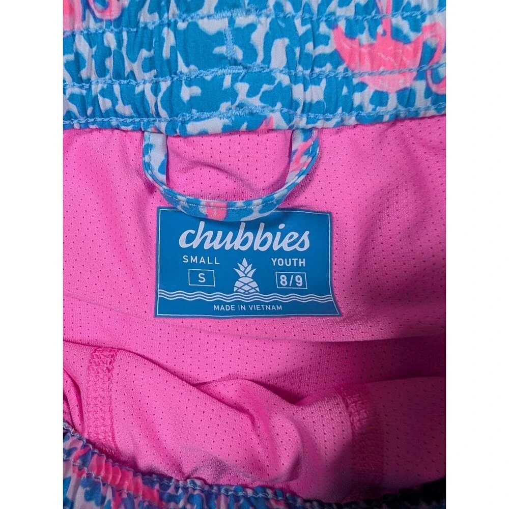 Chubbies The Domingos Are For Flamingos Youth Boys Sz Small 8-9 Swim Trunks Pool